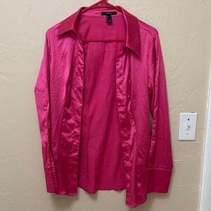 38. Forever 21 pink satin button down size small